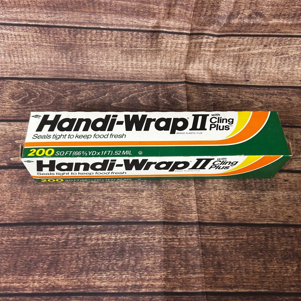 Vintage 1982 Dow Handi-Wrap II Cling Plus 200 SQ FT Sealed Plastic Film Prop